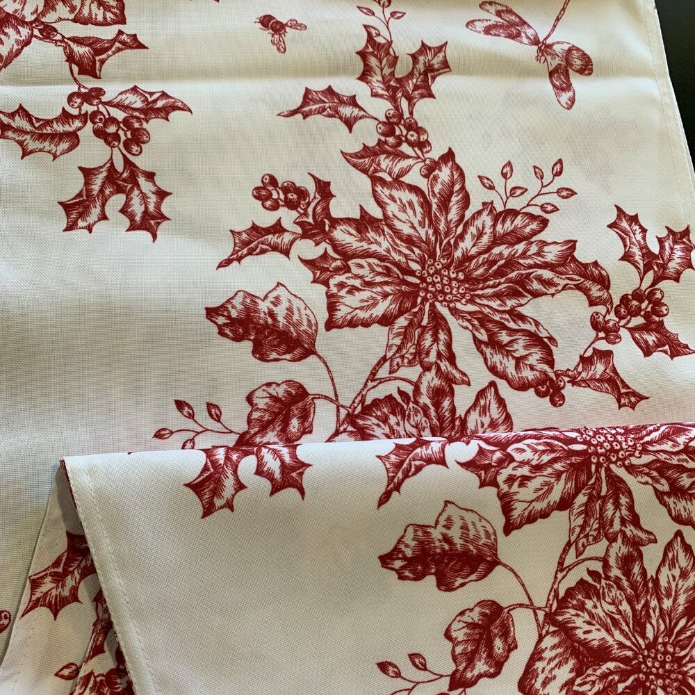 Lenox Poinsettia Toile Table Runner 14"x90" - Picture 4 of 6